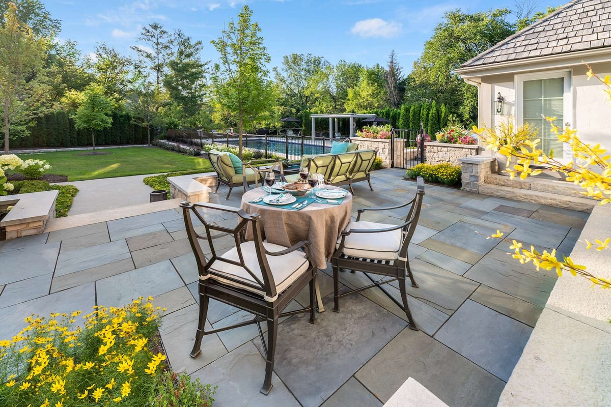 bluestone patio with table and chairs