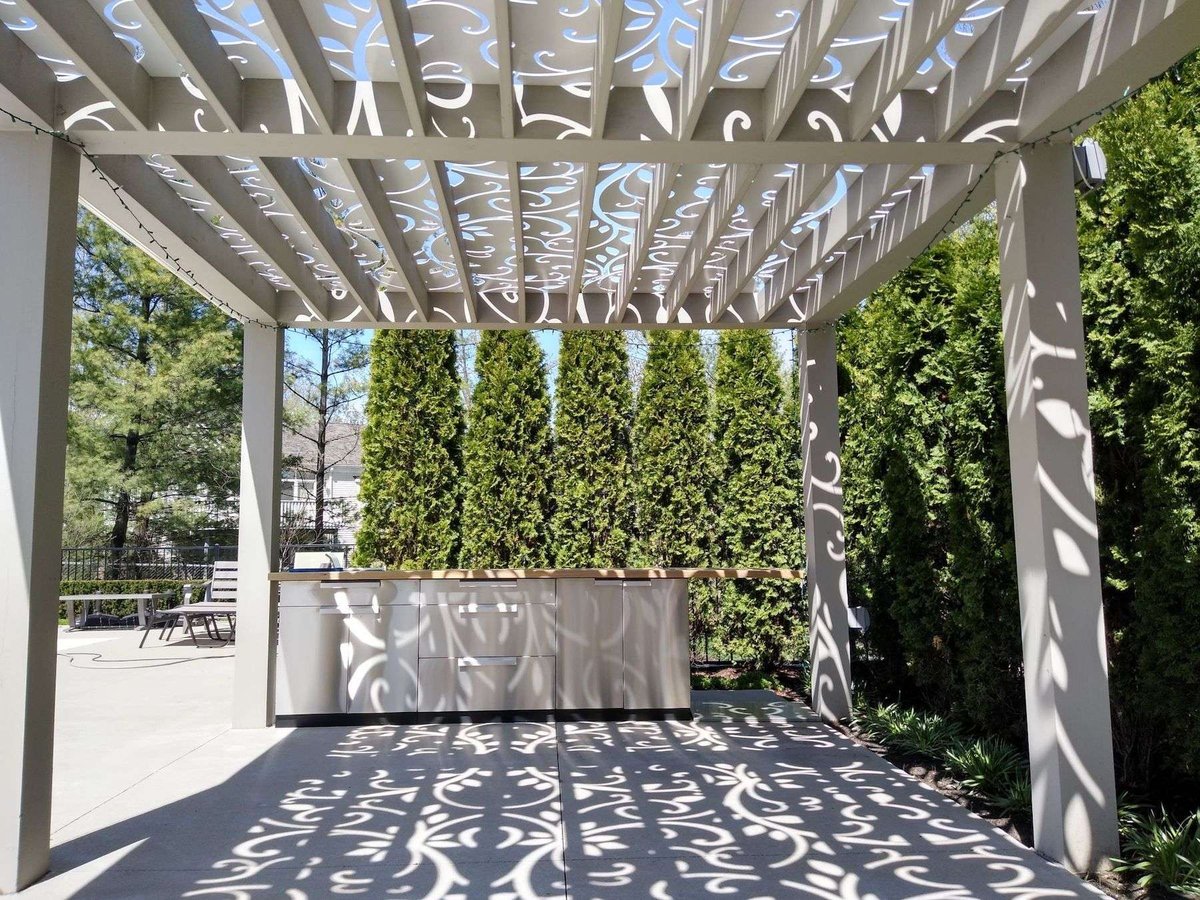 Pergola that provides shade in backyard
