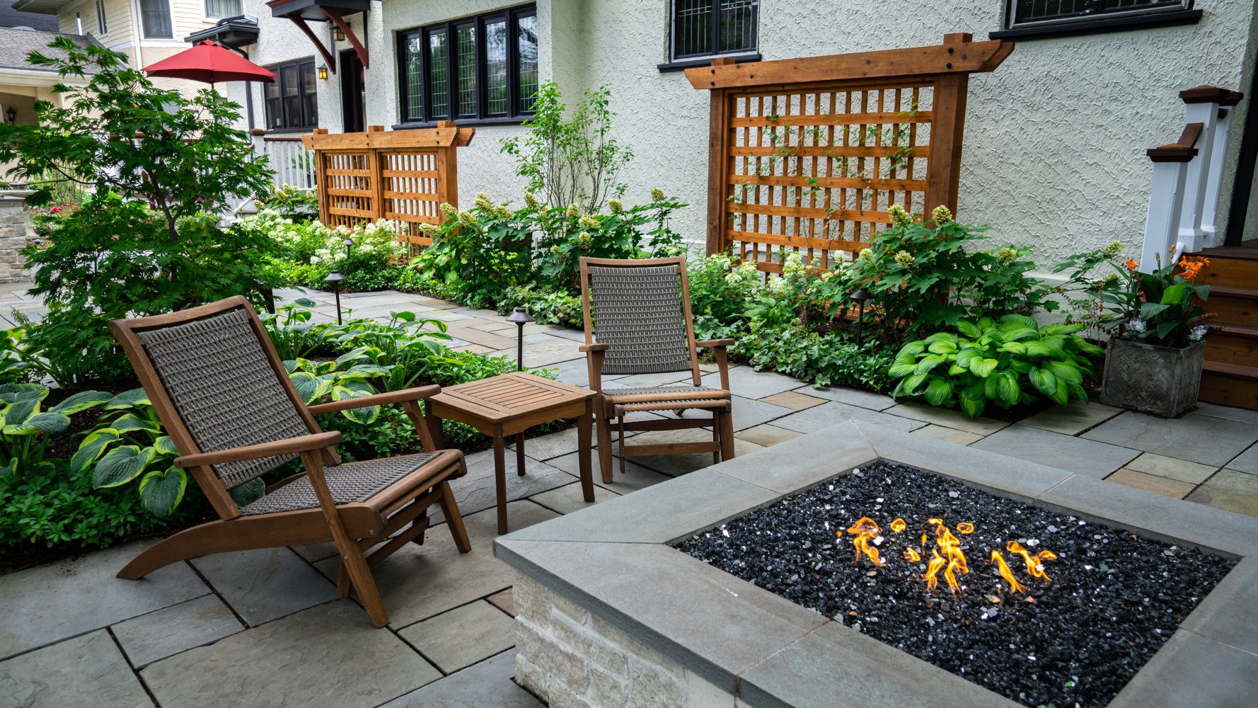 Backyard patio and fire pit